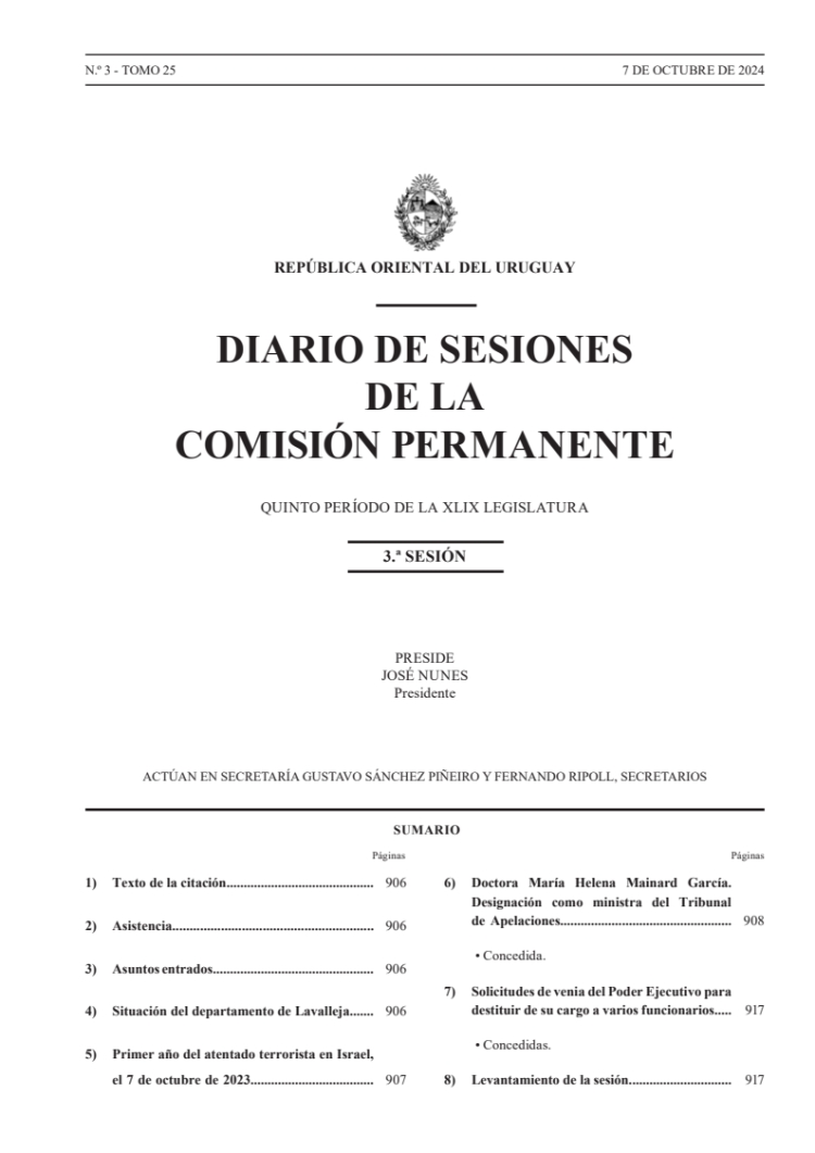 DIARIO DE SESIONES DE LA COMISION PERMANENTE del 07/10/2024